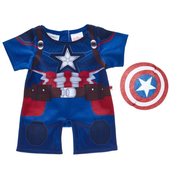 Build A Bear Workshop Clothing MARVEL AVENGERS Captain America Costume & Shield - Picture 1 of 11